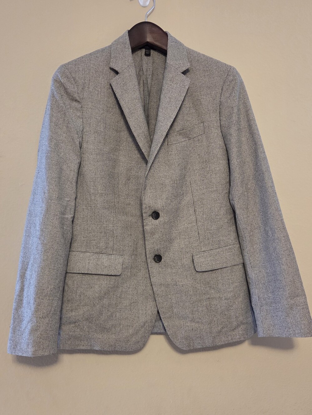 Banana Republic Wool Sport Coat Blazer 42S Slim Fit Gray Houndstooth Marzotta